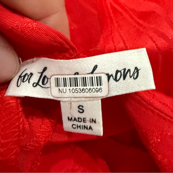 For Love And Lemons Dress Ilana Midi Asymmetric Slip in Jacquard Red - Picture 12 of 13